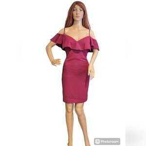 love nickie lew red dress sundae burgundy ruffle off dress size S